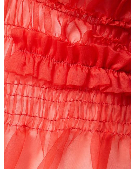 CECILIE BAHNSEN Red Uphi Silk Organza Sleeveless Top