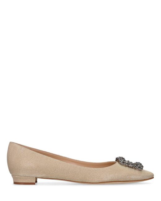 Scarpe basse hangisi in lurex 10mm di Manolo Blahnik in Brown
