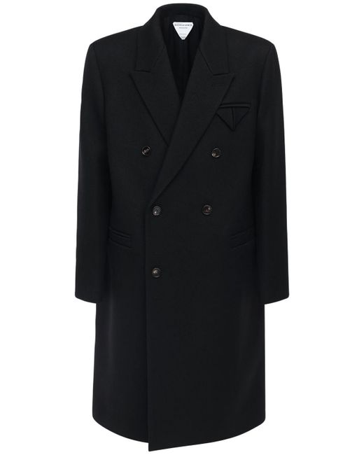 Bottega Veneta Black Compact Wool Cavalry Twill Coat for men