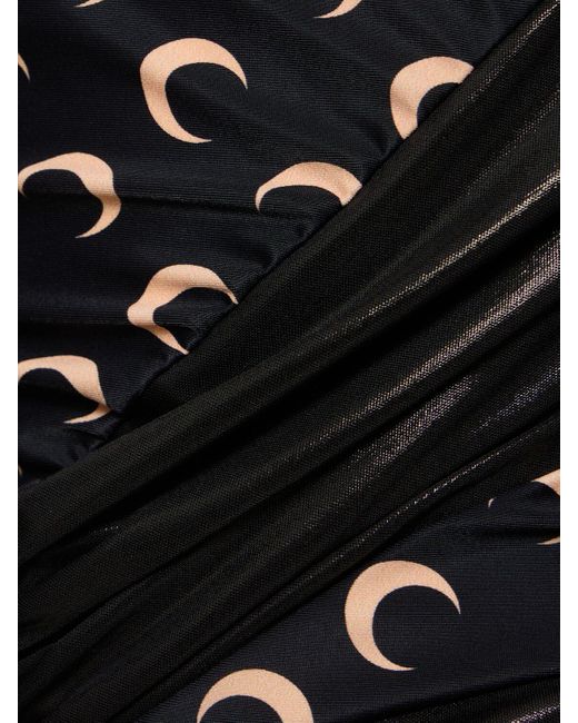 MARINE SERRE Black Jersey Draped Midi Dress W/ Cutouts
