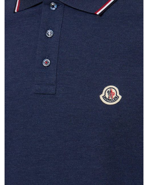 Moncler Polohemd Aus Baumwolle Mit Logopatch in Blue für Herren