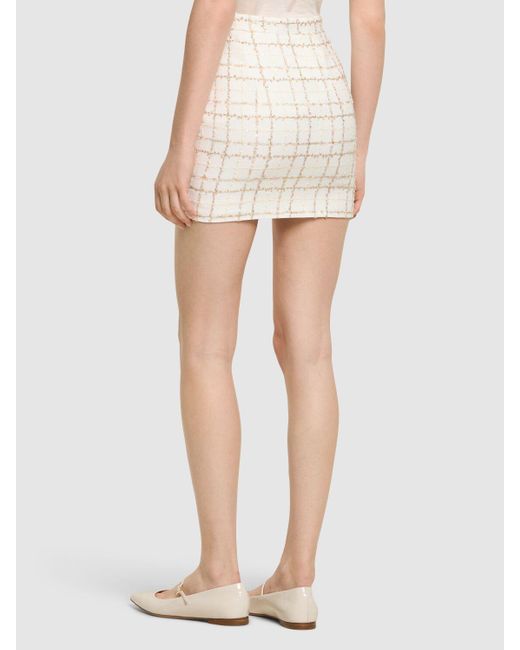 Minifalda de tweed con lentejuelas Alessandra Rich de color White