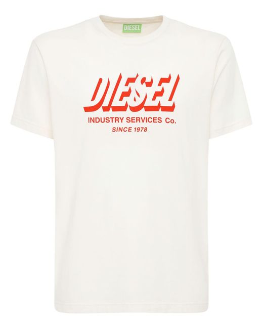 DIESEL Printed Slim Cotton Jersey T-shirt in White for Men - Lyst