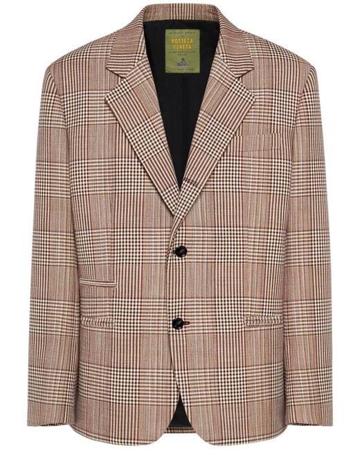 Bottega Veneta Brown Checked Double Cotton Blend Jacket for men
