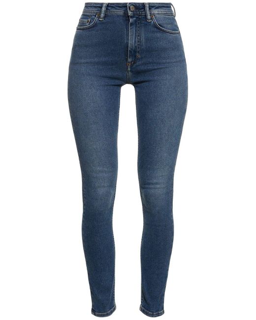 Jeans skinny vita alta peg in denim di Acne in Blue