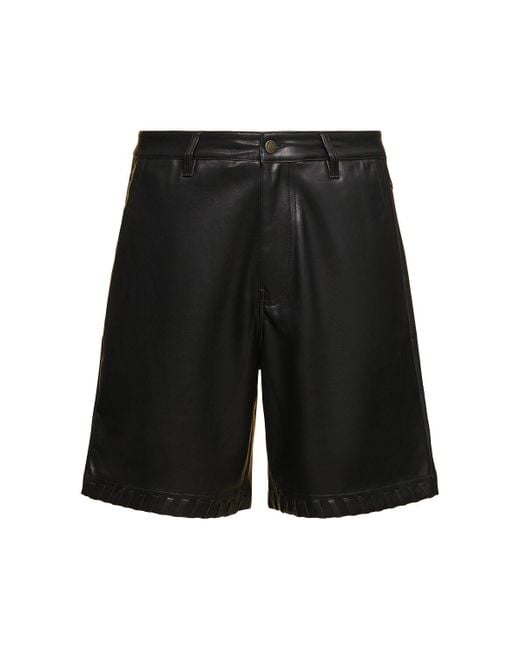 Honor The Gift Black Faux Leather Shorts for men
