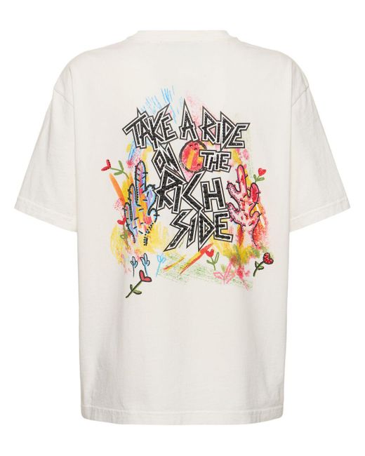 Alessandra Rich White Jersey Printed Short Sleeve T-shirt