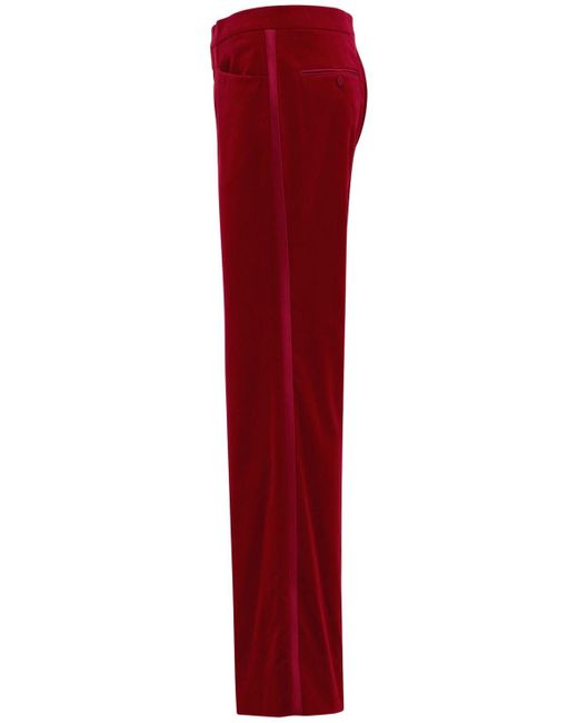 Gucci Stretch Velvet Pants in Red for Men | Lyst