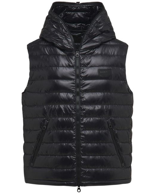 Duvetica Synthetic Caserso Hooded Shiny Nylon Down Vest In Black For Men Lyst