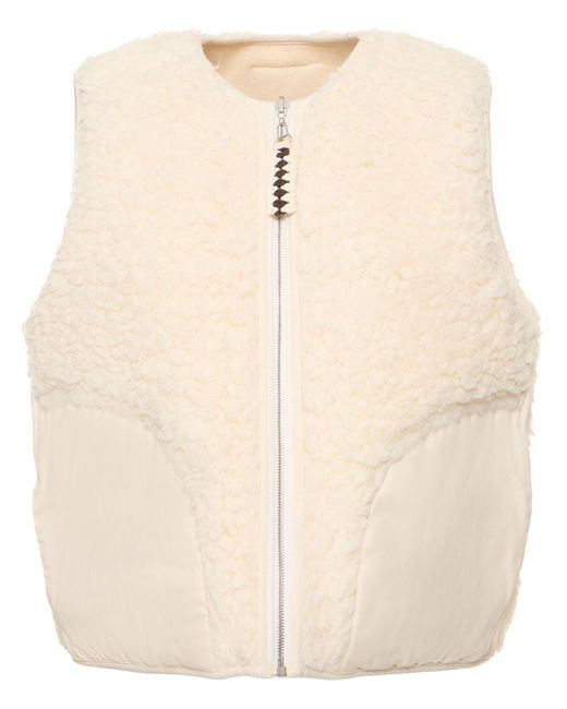 Jil Sander Natural Collarless Cotton Fleece Vest