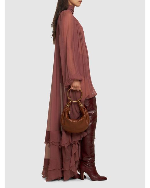 Chloé シルクモスリンドレープロングドレス Red