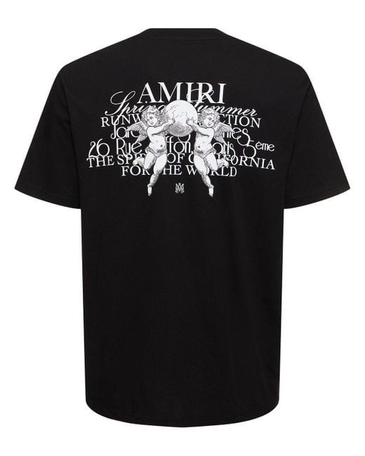 Amiri Black Cherub Print Cotton Jersey T-shirt for men