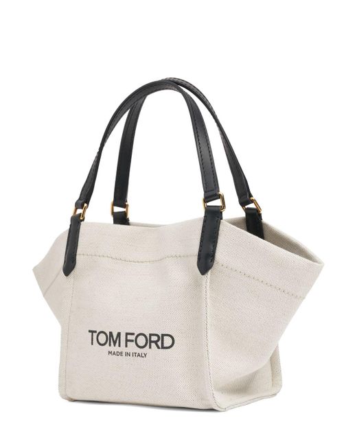 Tom Ford White Small Amalfi Canvas Tote Bag