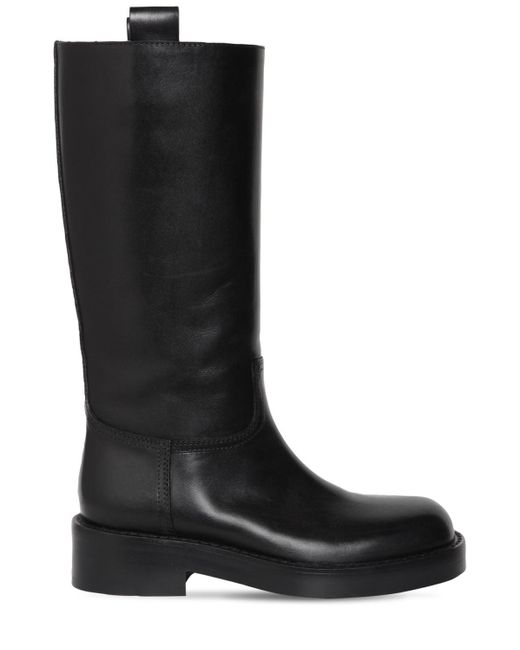 Ann Demeulemeester Black 25mm Stein Brushed Leather Boots