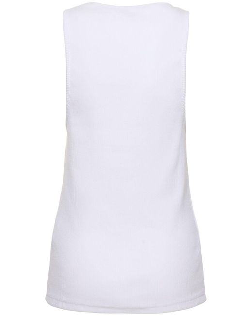J.W. Anderson White Logo Embroidered Ribbed Jersey Top