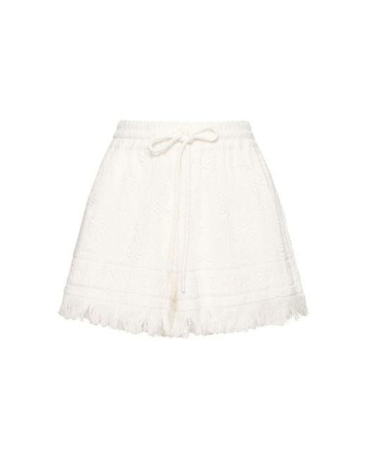 Zimmermann White Alight Cotton Toweling Shorts