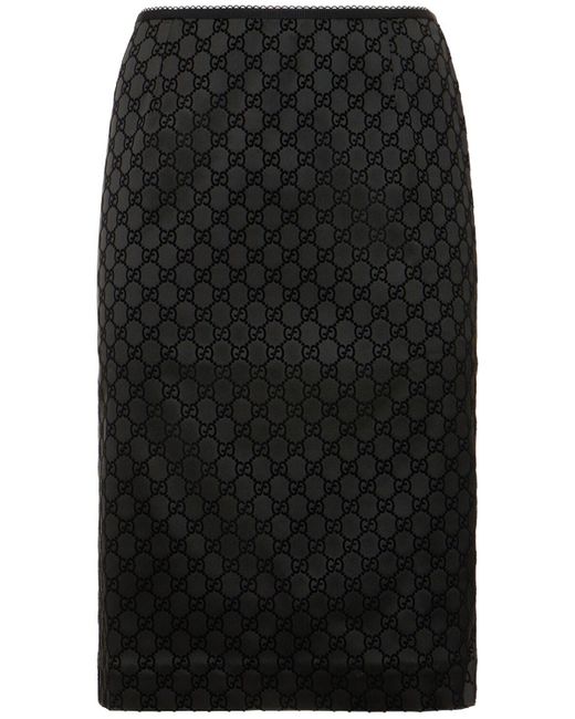 Falda de seda estampada Gucci de color Black
