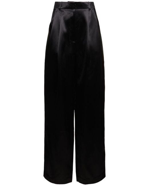 Pantaloni vione in misto seta di Loulou Studio in Black