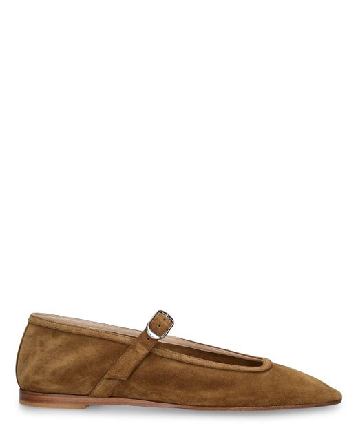 Le Monde Beryl Brown 10mm Suede Mary Jane Ballet Flats