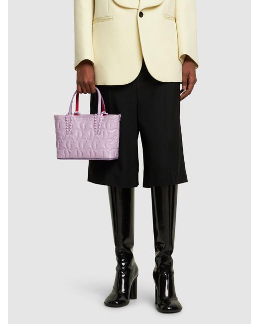 Christian Louboutin Purple Mini Cabata Embossed Top Handle Bag