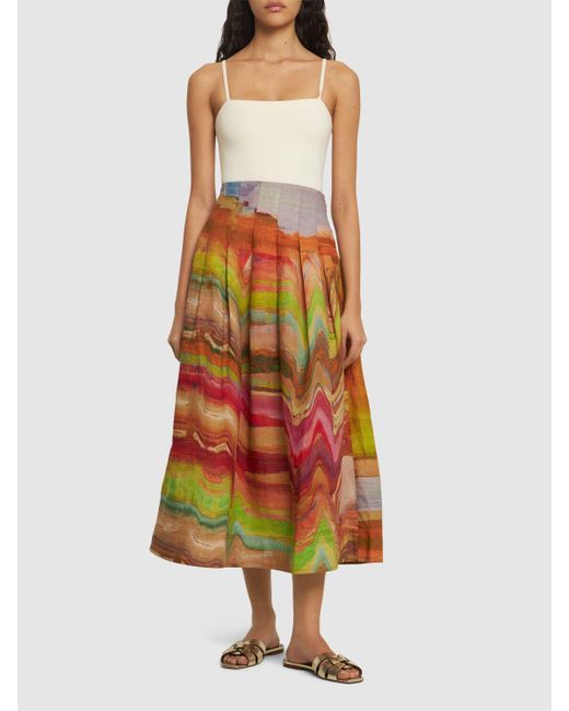 Ulla Johnson Multicolor Alessandra Printed Linen Long Skirt