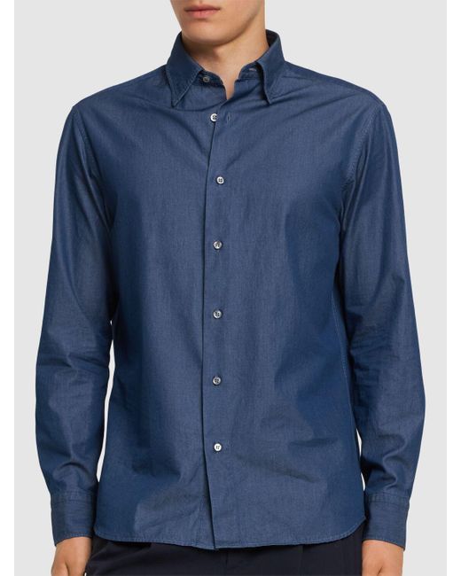 メンズ Brioni レギュラーフィットコットンシャツ Blue