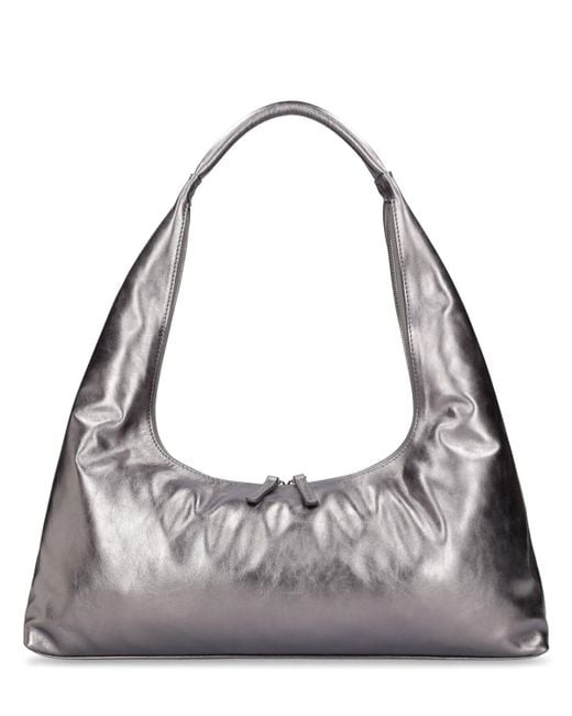 MARGE SHERWOOD Gray Large Hobo Plain Leather Shoulder Bag