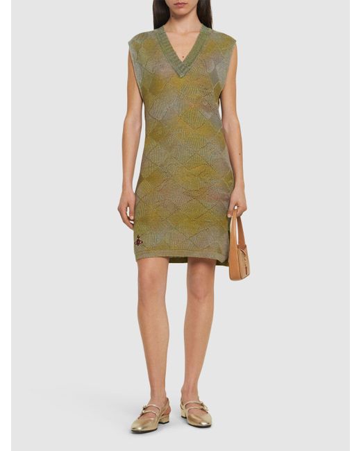 Vivienne Westwood Green Pearl Sleeveless Knit Hemp Midi Dress