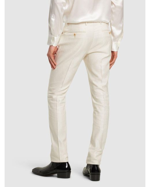 Tom Ford Natural Atticus Silk & Cotton Cannete Pants for men