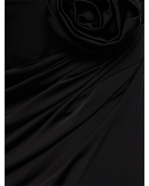Jupe courte drapée détail fleur Magda Butrym en coloris Black