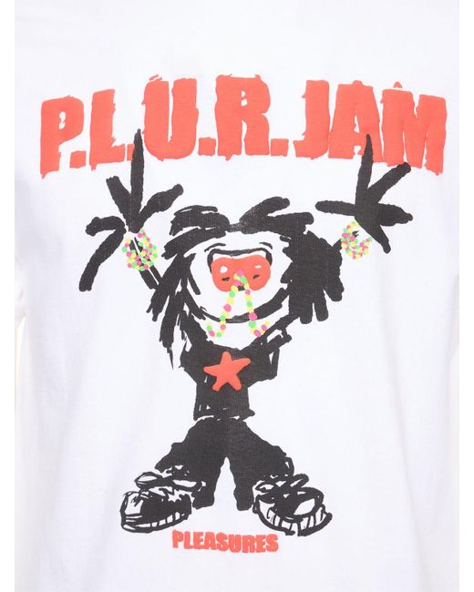 Hombre Camiseta De Algodón Estampada Pleasures de hombre de color White