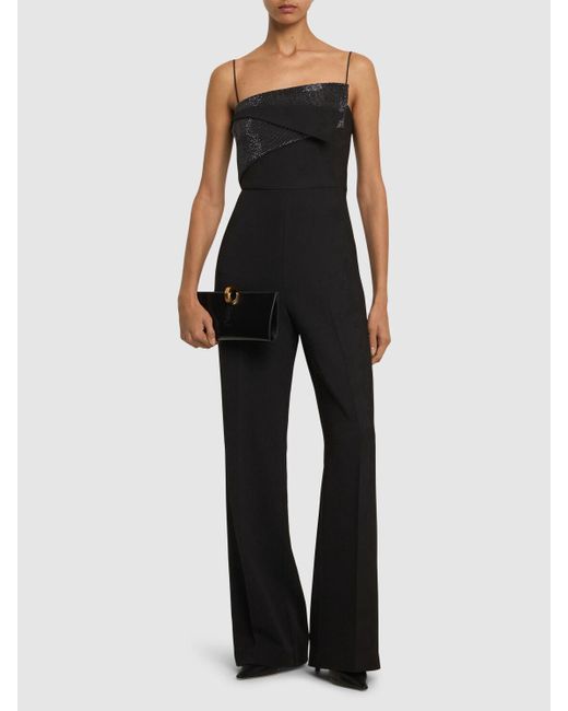 Roland Mouret Black Heavy Cady Jumpsuit W/ Diamante Insert
