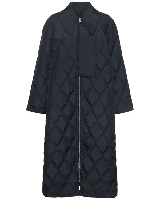 Cappotto in nylon ripstop trapuntato di Ganni in Black
