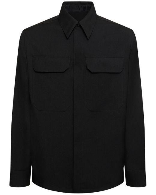 Jil Sander Black Fine Wool Gabardine Shirt for men