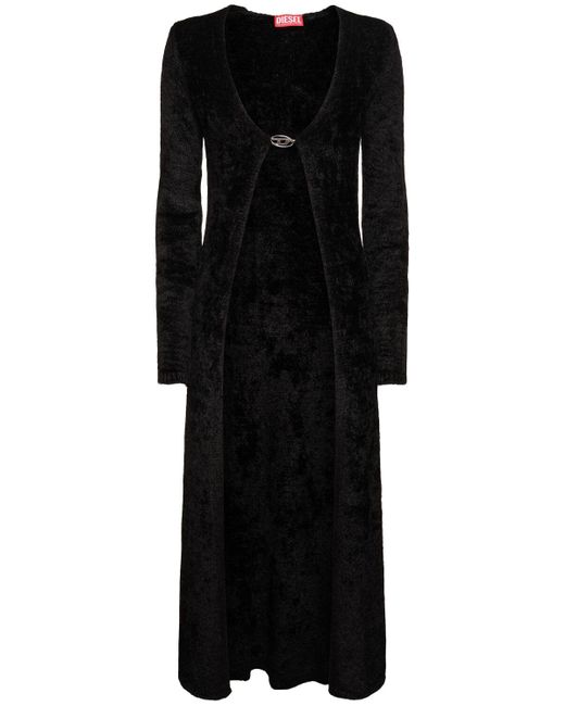 Cardigan lungo m-carol in maglia di misto viscosa di DIESEL in Black