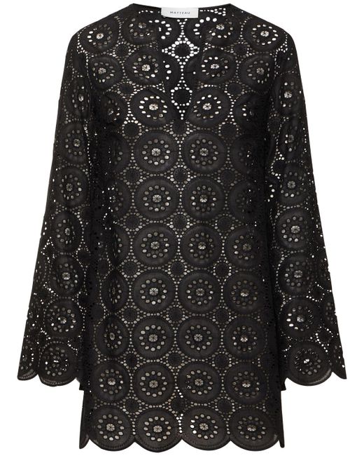 Matteau Black Broderie Anglaise Mini Tunic Dress