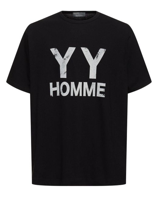 T-shirt yyh in cotone con stampa di Yohji Yamamoto in Black da Uomo