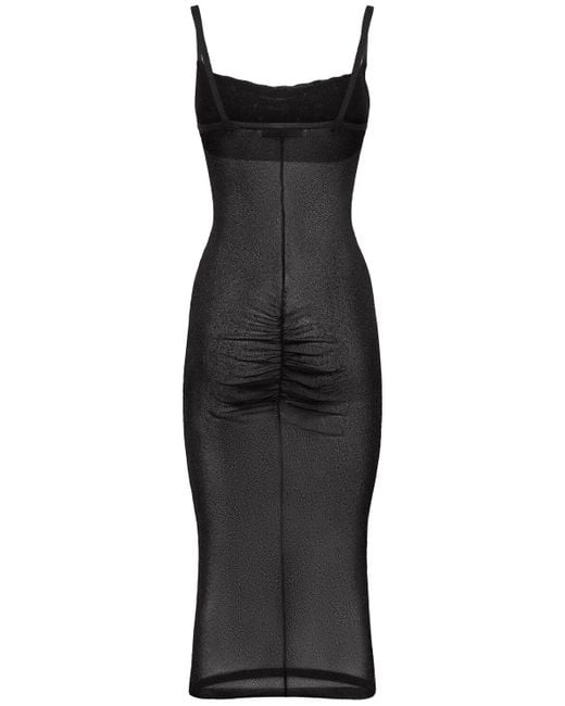 Alessandra Rich Black Lurex Knit Midi Dress W/ Crystals