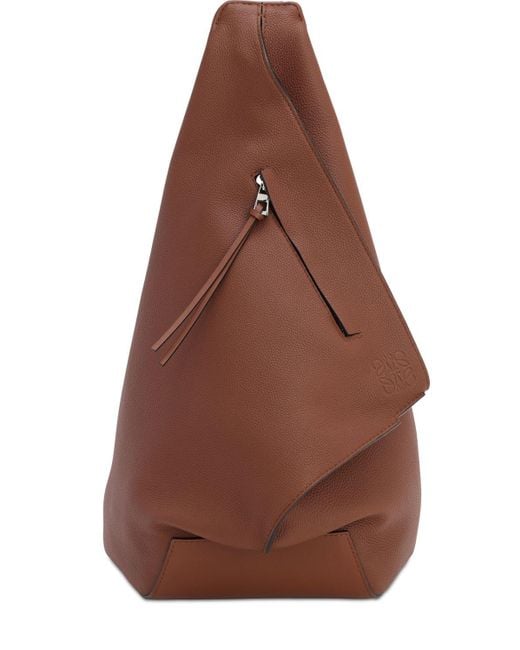Loewe Brown Anton Pebbled Leather Medium Backpack for men