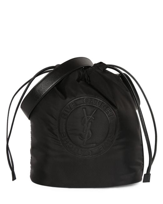 Saint Laurent Black Rive Gauche Laced Leather Bucket Bag for men