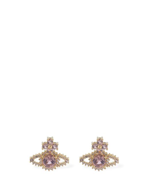 Vivienne Westwood White Valentina Orb Crystal Stud Earrings