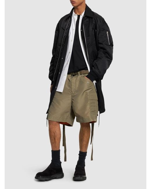 Sacai Natural Nylon Twill Shorts for men