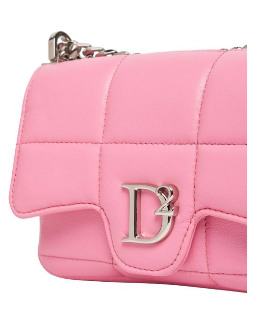 DSquared² Pink D2 Statet Soft Leather Crossbody Bag