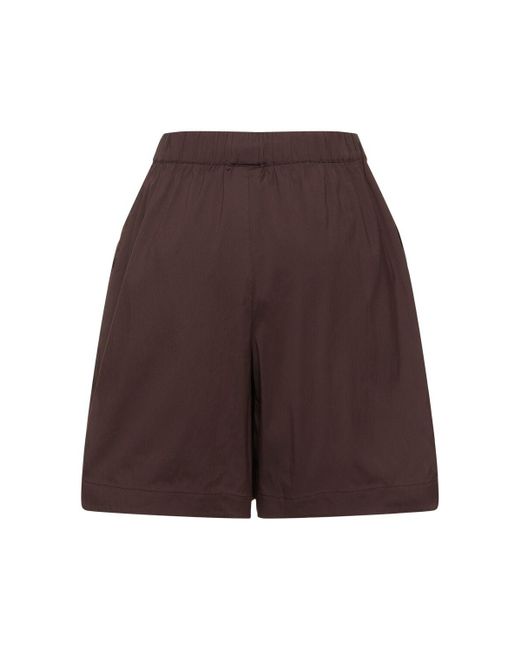 Max Mara Brown Shorts Aus Popeline "oliveto"
