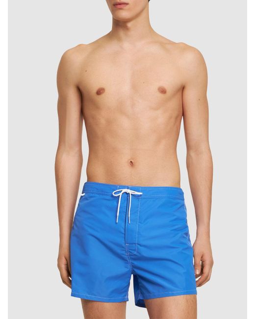 Sundek Blue Fixed Waist Nylon Swim Shorts for men