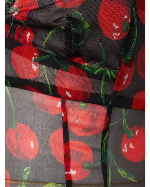 Dolce & Gabbana Purple Donna Cherry Printed Silk Chiffon Gown
