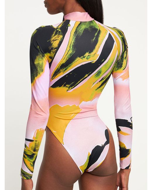 Louisa Ballou Yellow Springsuit Printed Onepiece Swimsuit