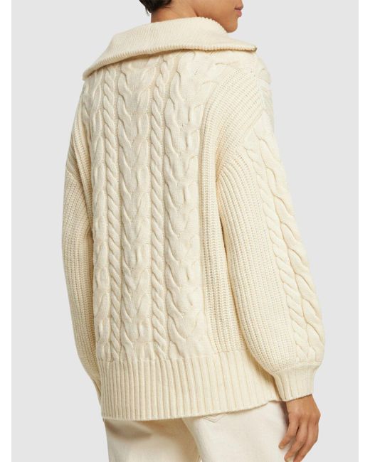 Varley Natural Daria Half Zip Cable Knit Sweater