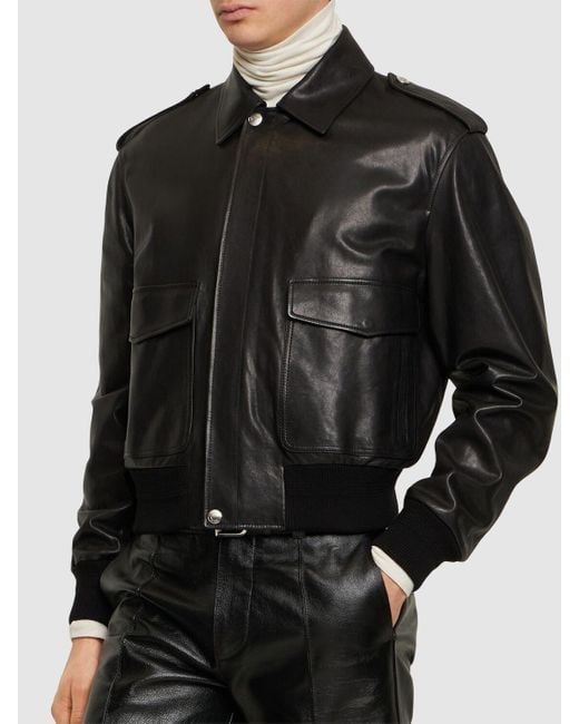 Bally Black Leather Bomber Jacket for men