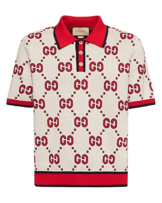 Gucci Red GG Cotton Polo T-shirt for men